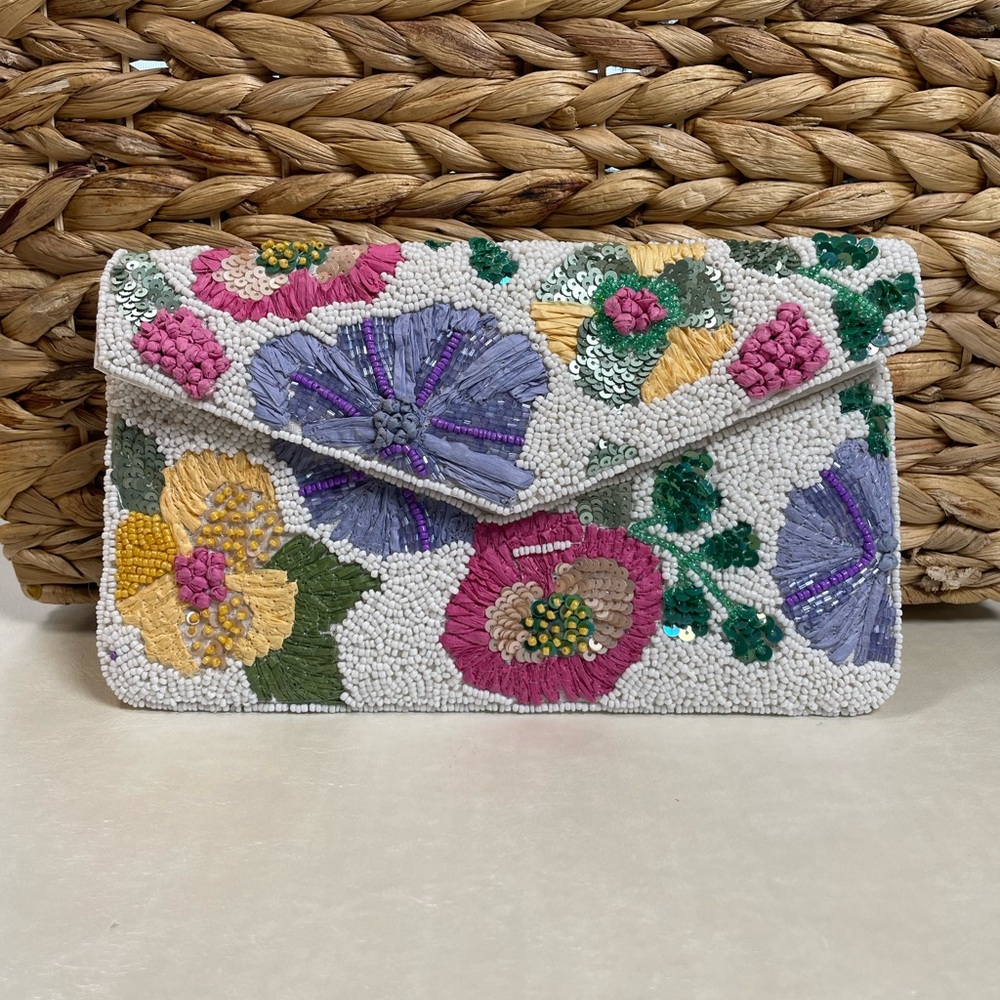 Floral Handmade Beaded Clutch